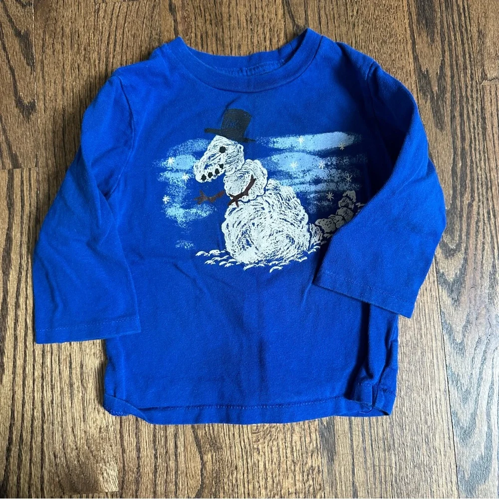 GAP Baby Snowman Long Sleeve Tee Holiday Shirt 12-18M Boys